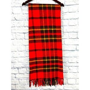 Faribo Red Tartan Plaid Stadium Blanket Faribault Woolen Mill USA 44x51